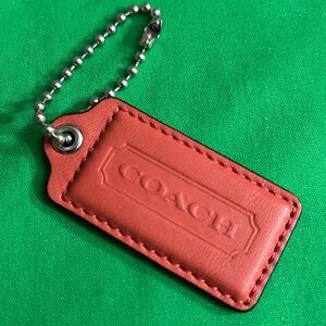 Coach Coral Orange Leather Hang Tag or Keychain